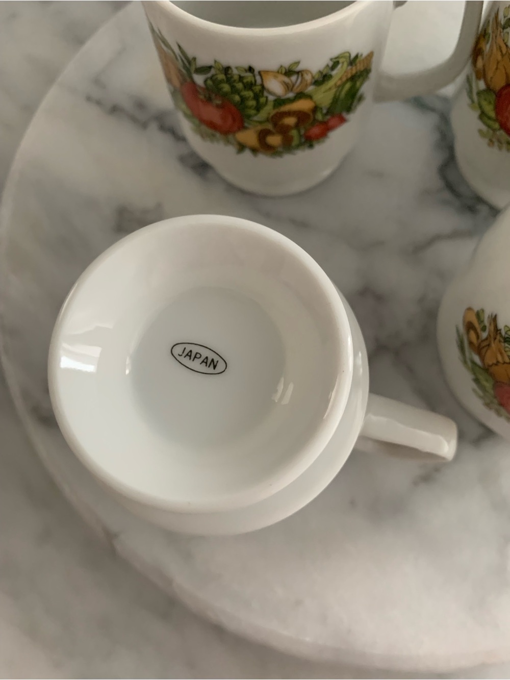 1970s Cottagecore Mugs/Garden Bounty/Harvest Vegetable-set of 4 - Picture 4 of 4